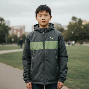 Puma Boys Black and Green Jacket